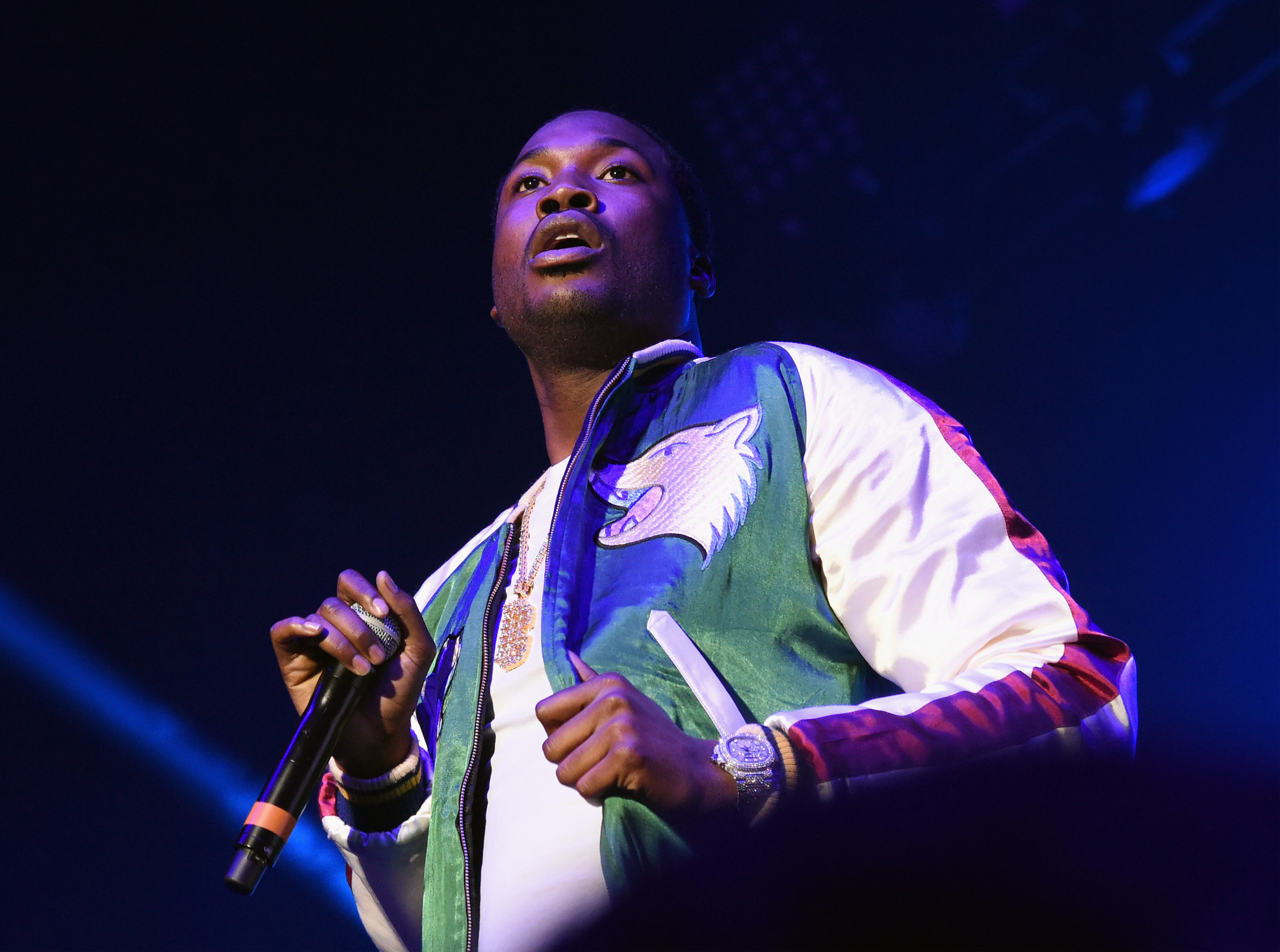 Meek Mill performs during V-103 Live Pop Up Concert at Philips Arena on March 25, 2017 in Atlanta, Georgia.