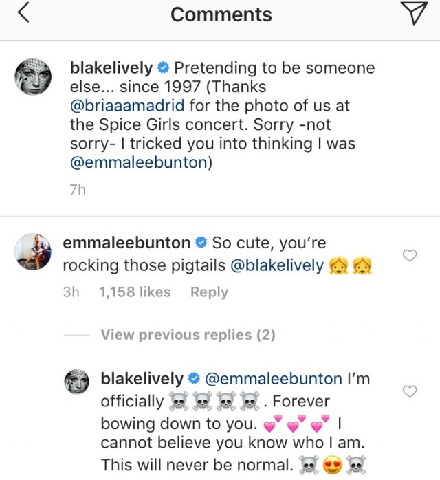Emmalee Bunton aka Baby Spice responds to Blake Lively (Instagram)