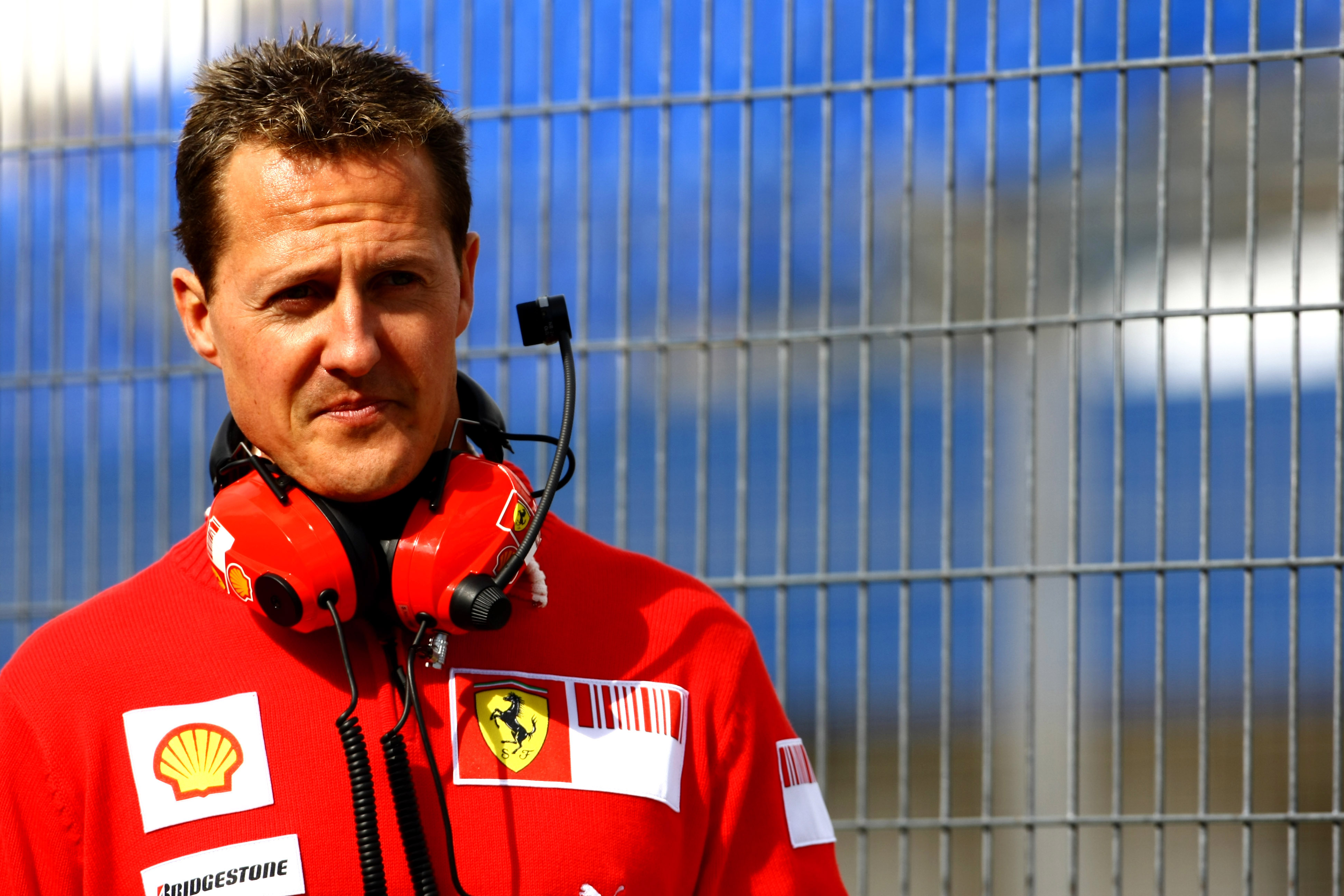 Michael Schumacher of Germany and team Ferrari visits Formula 1 testing on March 3, 2009 in Jerez de la Frontera, Spain.