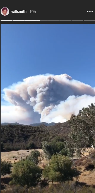 Will Smith posted a video showing the wildfire.