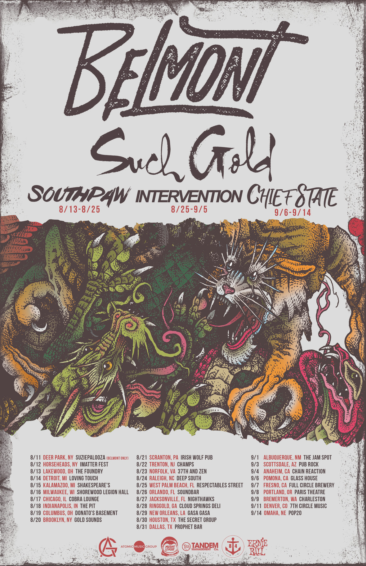 Official poster for Belmont's tour dates in support of their debut self-titled album. (Source: Earshot Media)