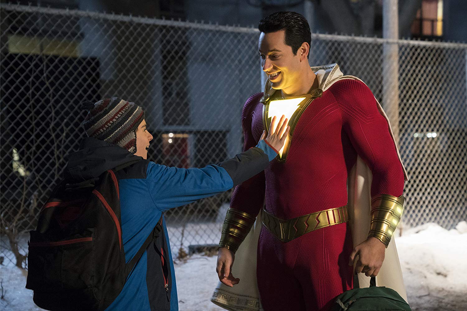 A still of Zachary Levi with Jack Dylan Grazer in 'Shazam!' (Source: IMDb)
