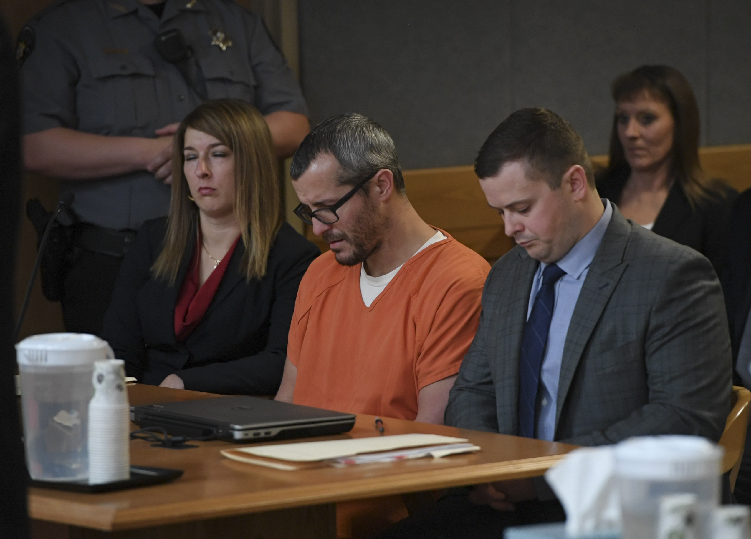 Christopher Watts sits in court for his sentencing hearing at the Weld County Courthouse on November 19, 2018, in Greeley, Colorado (Source: RJ Sangosti/The Denver Post via Getty Images)