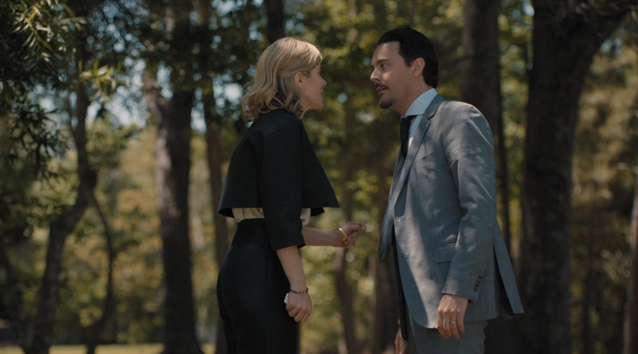 The gig is up for the Babineaus as Hodges tightens the net around their medical malpractices that revived Brady as a mind controlling maniac. (Photo Credit: Audience Network)