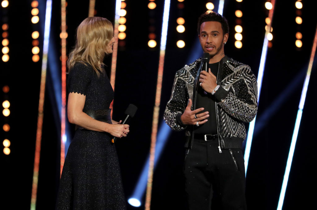 Lewis Hamilton is interviewed on stage during the BBC Sports Personality of the Year 2018 at Birmingham Genting Arena (Getty Images)