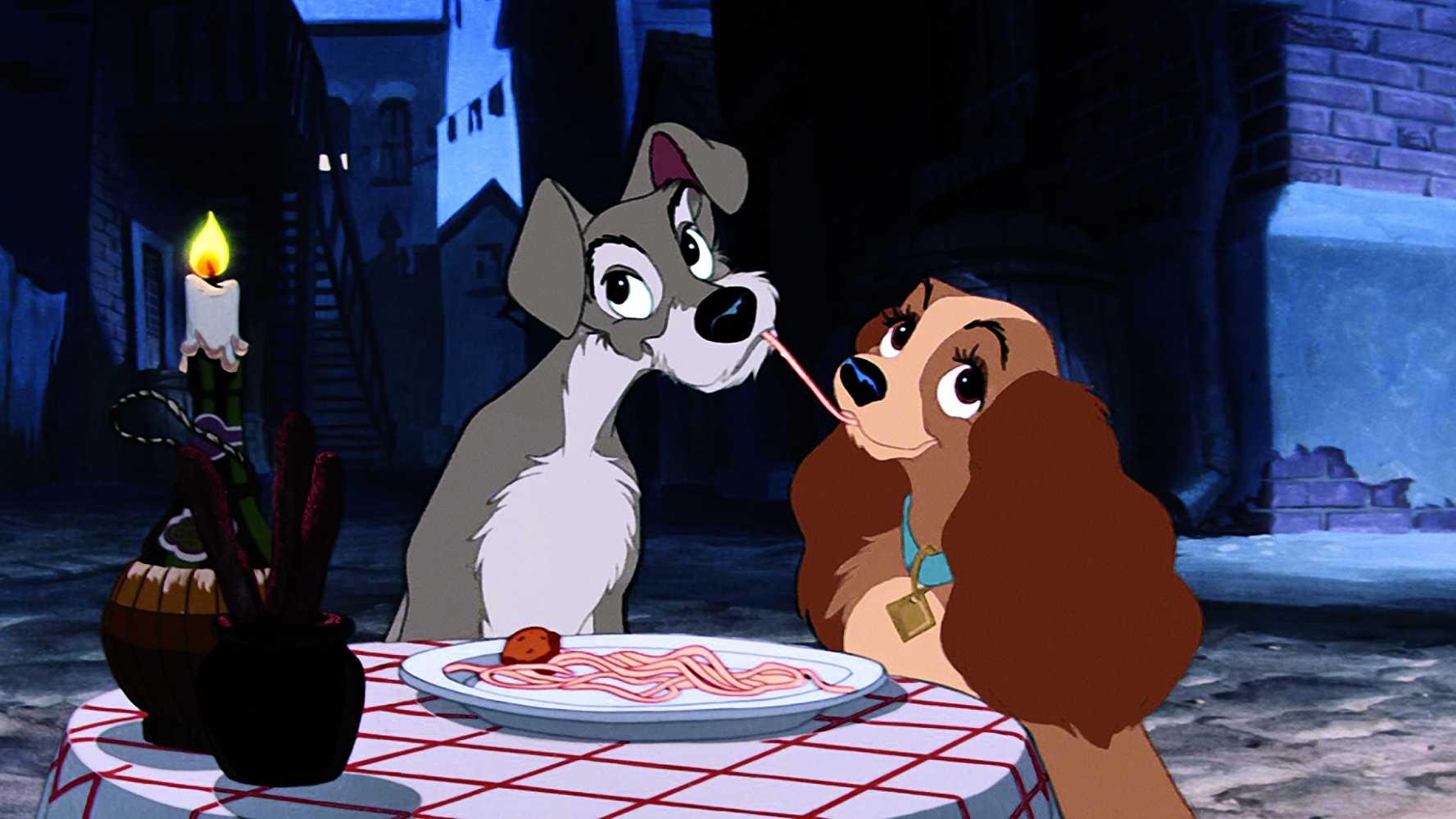 'Lady and the Tramp' was known for its iconic spaghetti kissing scene. (IMDb)
