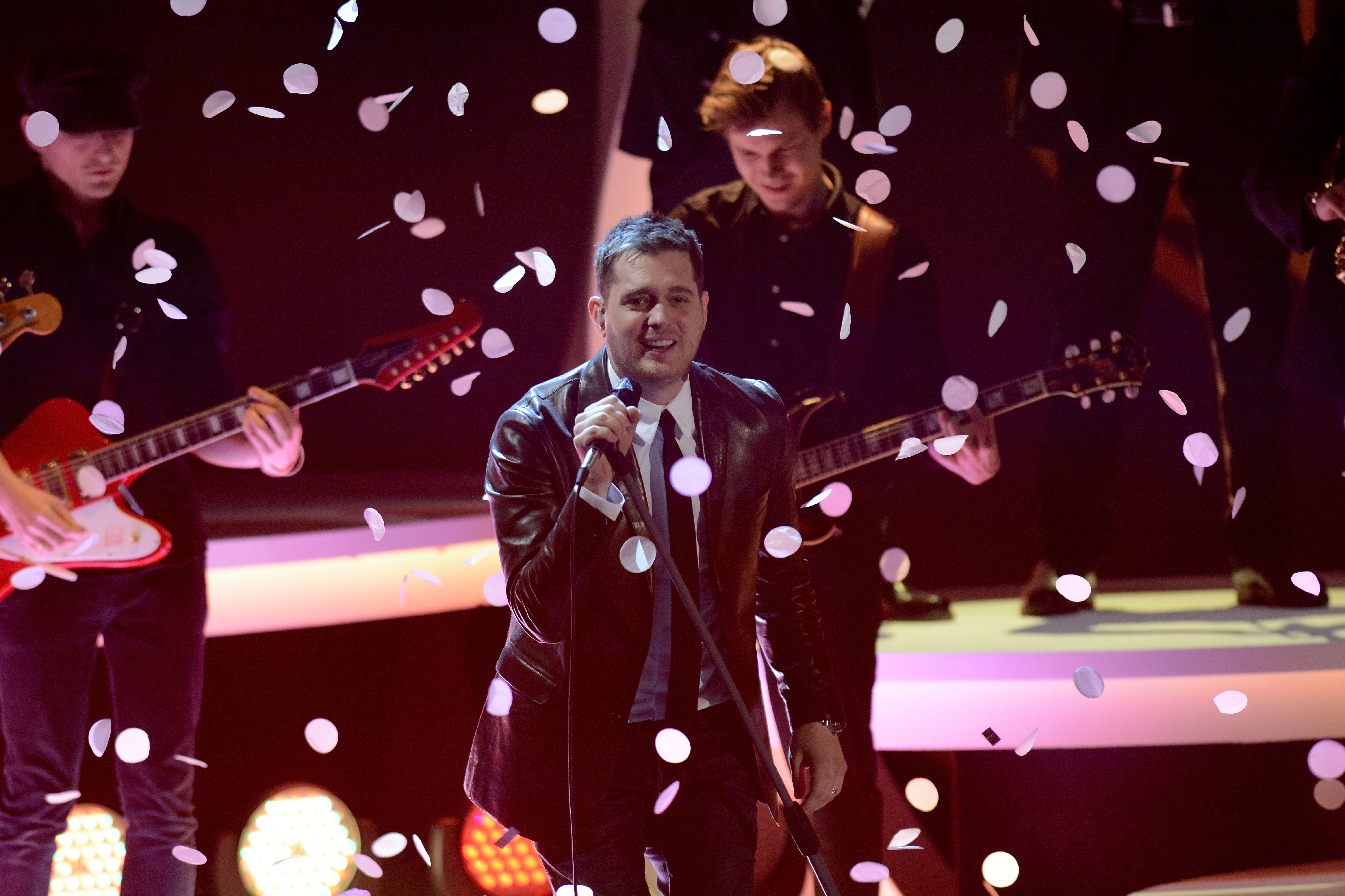 Michael Buble performs during 'Wetten, dass..?' TV Show at Stadthalle on March 23, 2013, in Vienna, Austria. (Getty Images)