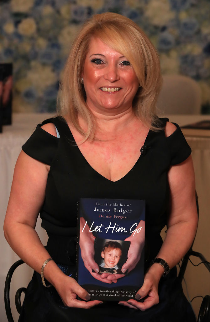 Denise Fergus, the mother of murdered toddler James Bulger, with her book 'I Let Him Go' during its launch in The Suites Hotel in Knowsley, Merserside. (Photo by Peter Byrne/PA Images via Getty Images)