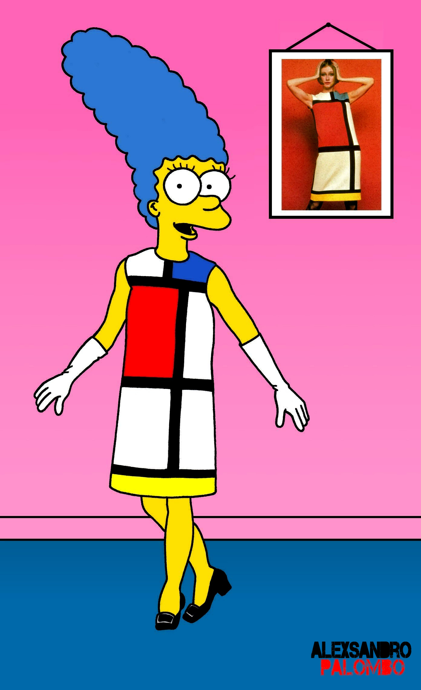 On February 12th the Yves Saint-Laurent Museum in Paris inaugurated an exhibition with the iconic clothes of Yves Saint-Laurent and Mondrian where you will find Palombo's "Marge Simpson in Mondrian”, a work of 2012.