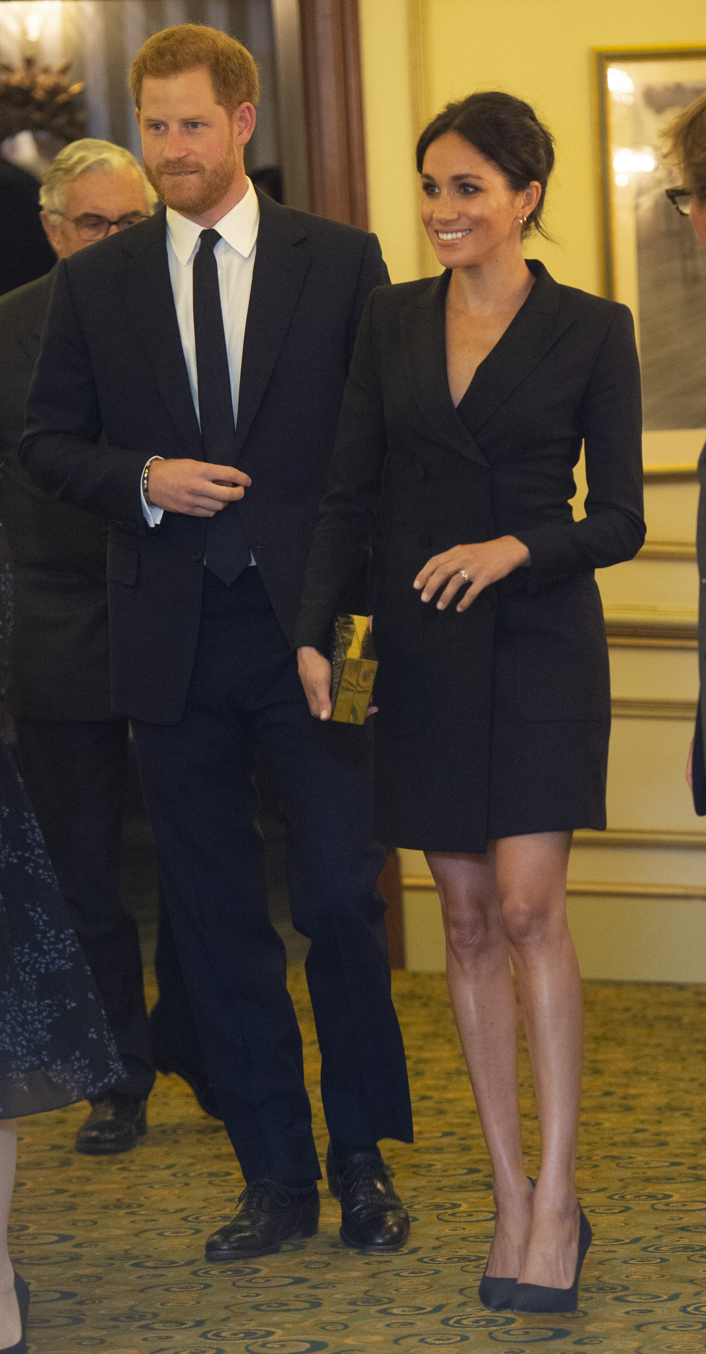 Prince Harry, Duke of Sussex and Meghan, Duchess of Sussex attend a gala performance of 'Hamilton' in support of Sentebale at Victoria Palace Theatre on August 29, 2018 in London, England.