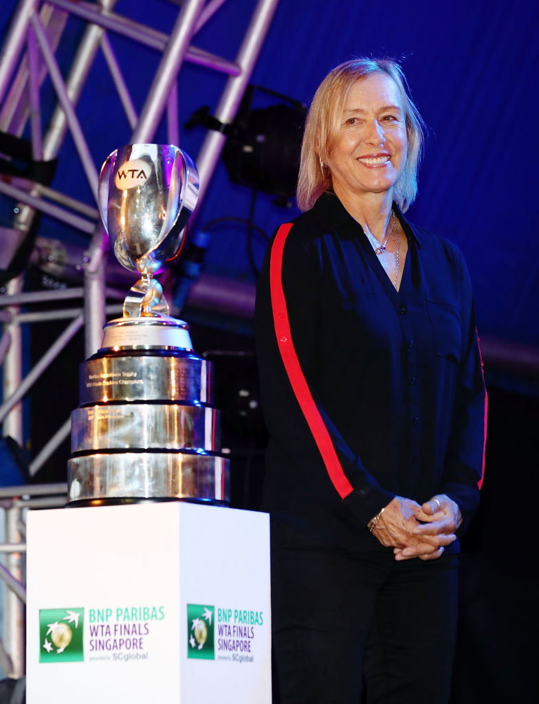 WTA Legend Martina Navratilova during the Doubles Draw Ceremony at Marina Bay Sands on October 23, 2018, in Singapore. (Source: Clive Brunskill/Getty Images)