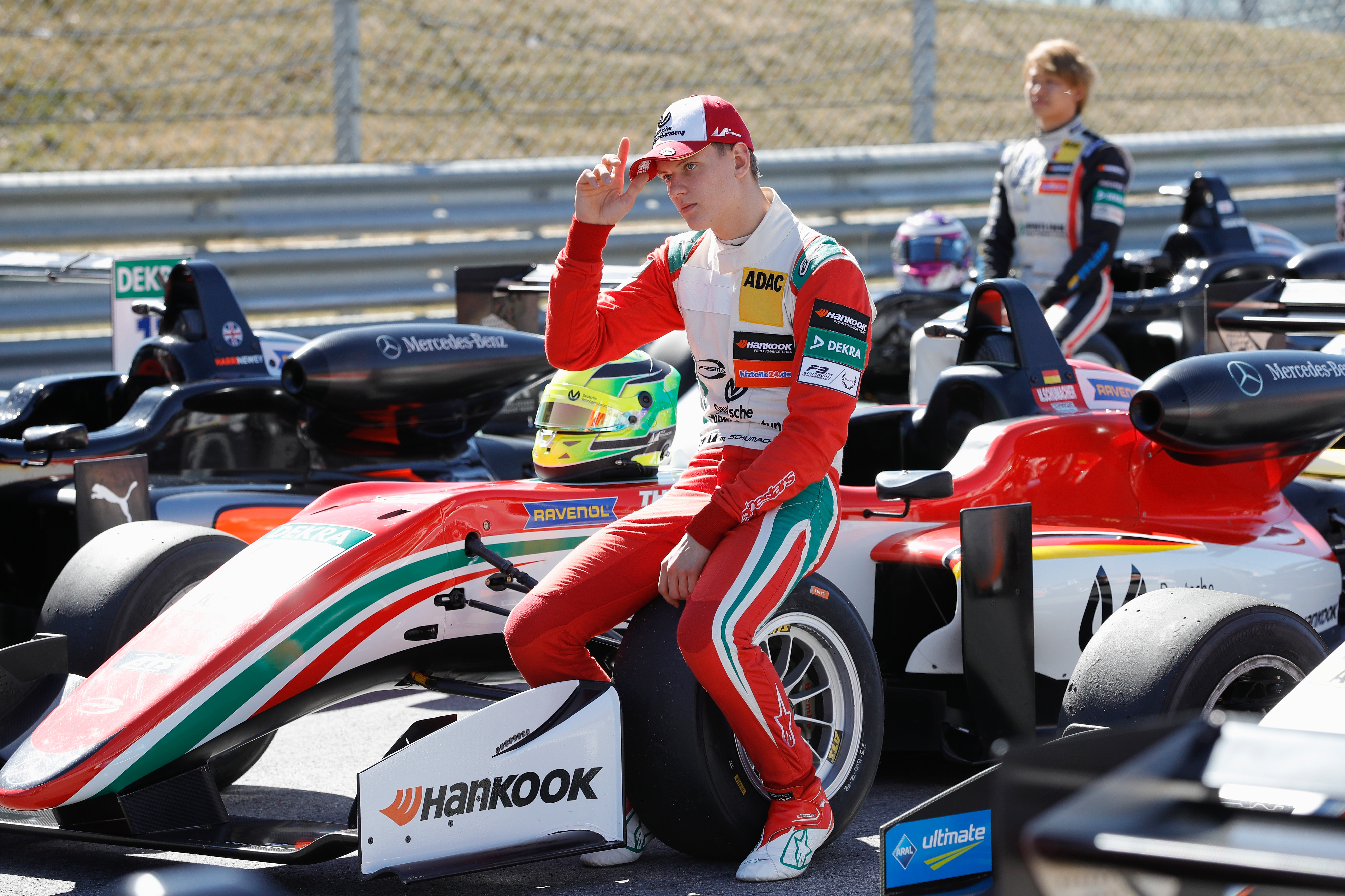 Mick Schumacher of Germany and Prema Powerteam poses for a group photograph during the official testdays FIA F3 European Championship at Red Bull Ring on March 28, 2017 in Spielberg, Austria.