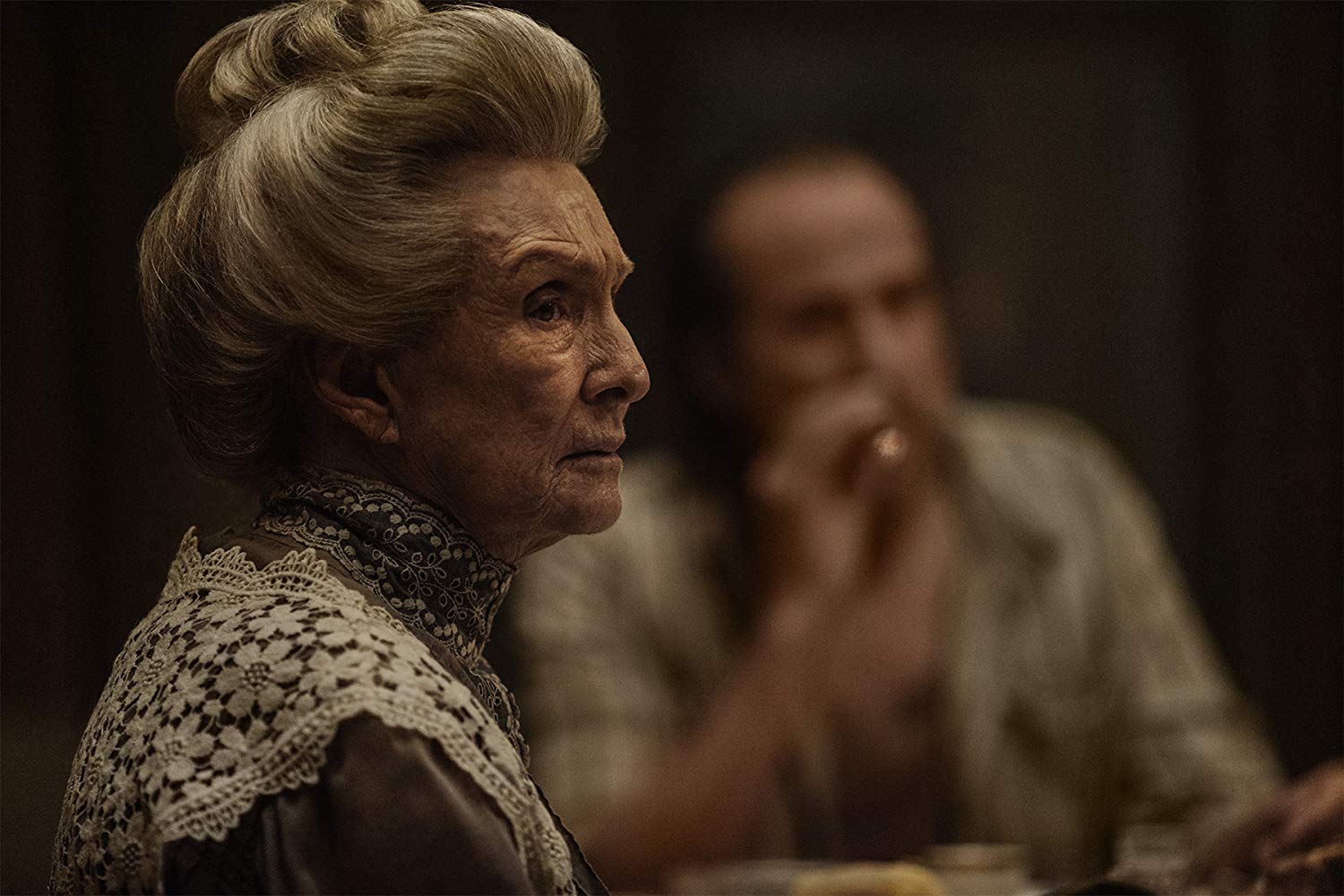 Cloris Leachman (Zorya Vechernyaya) and Peter Stormare (Czernobog) in American Gods. (Source: IMDB)