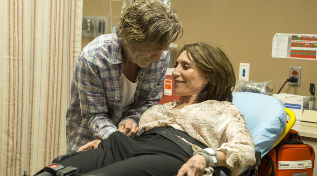 William H. Macy (L) and Katey Sagal (R) in a scene from Shameless season 9.