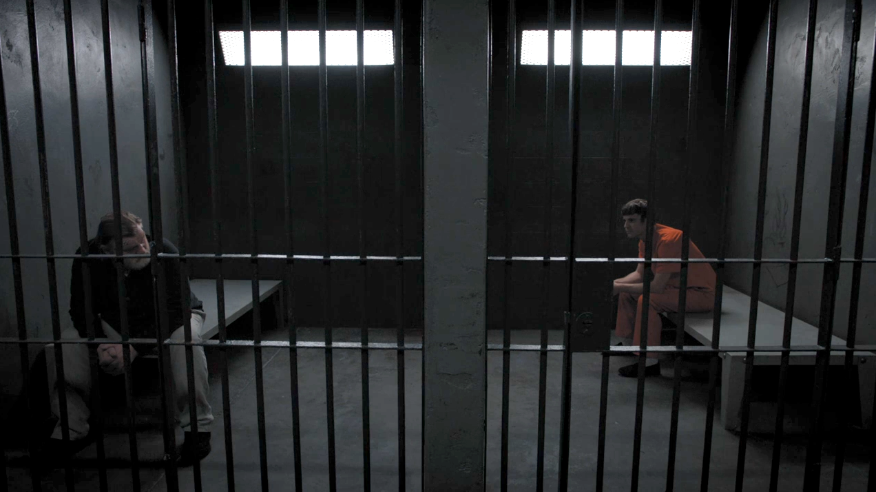 "Greetings detective." Brady Hartsfield has successfully got Hodges contained in a cell next to his. What's next? (Image Source: Audience Network)