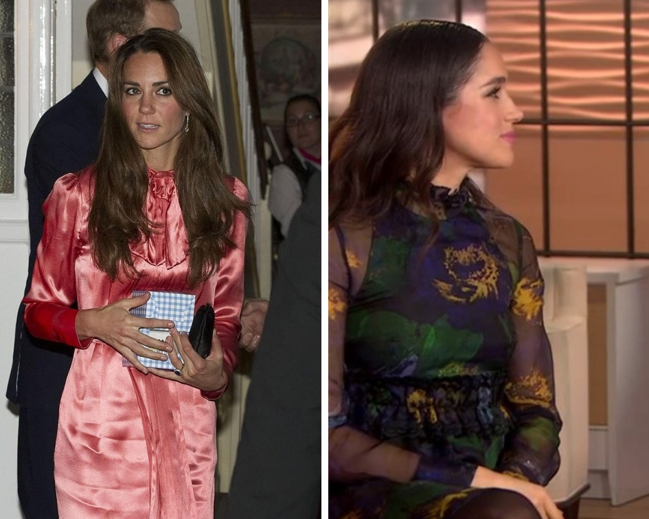 It looks like Meghan is picking fashion tips from her sister-in-law Kate when it comes to dressing herself for royal occasions, for both royals wore recycled clothes to have lunch with the Queen. (Source: Instagram/Twitter)