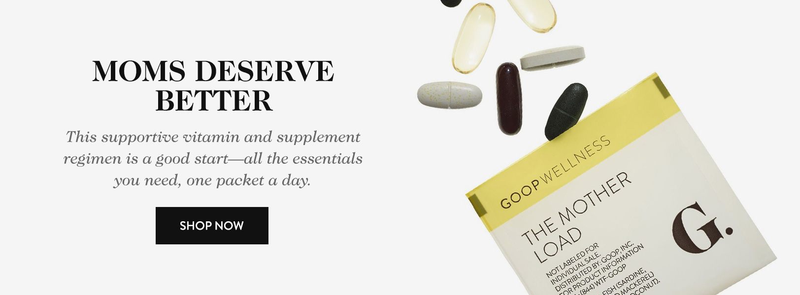 Goop’s Mother Load vitamin supplement packets have always been marketed toward pregnant women or those wanting to become pregnant. (Source: goop.com)