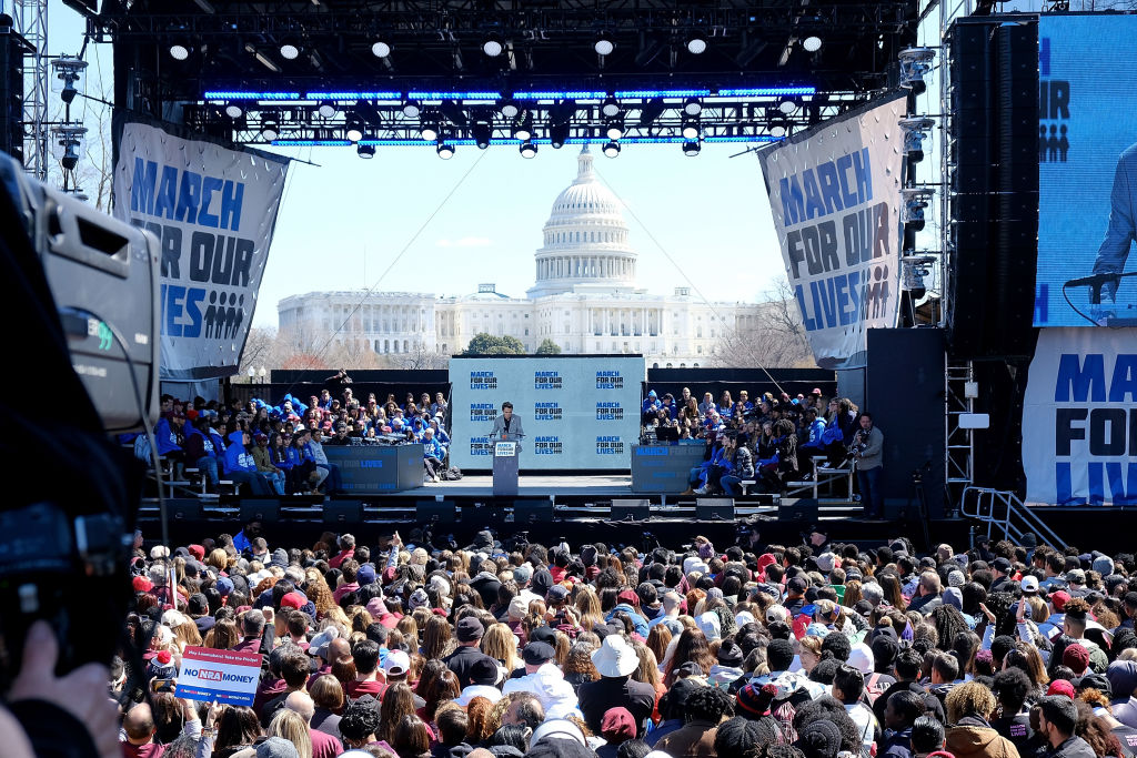 Students address the March for Our Lives Rally on March 24, 2018, in Washington, DC (Source: Shannon Finney/Getty Images)