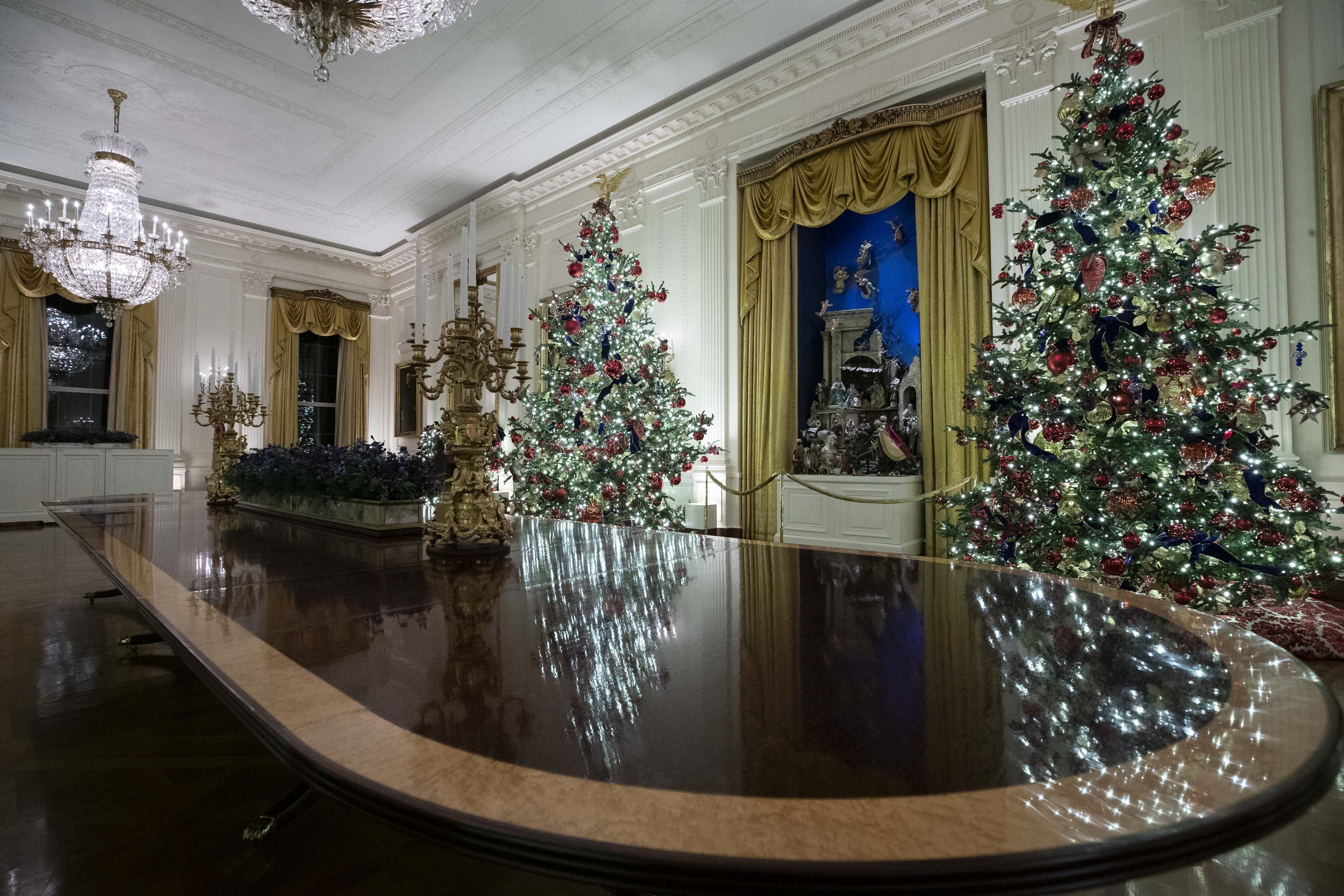 2022 White House Christmas Decorations Melania Trump's White House Christmas decor mocked for being creepy as